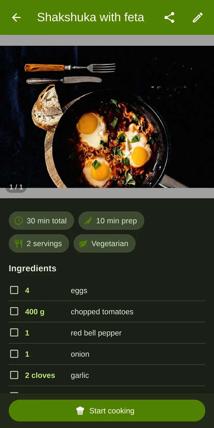 CookPal: A recipe with ingredients and steps